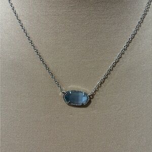 Kendra Scott Silver Necklace with Blue Pendant